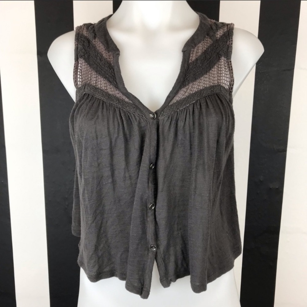 Ecote‎ UO Gray Button Down Mesh Tank Sz XS